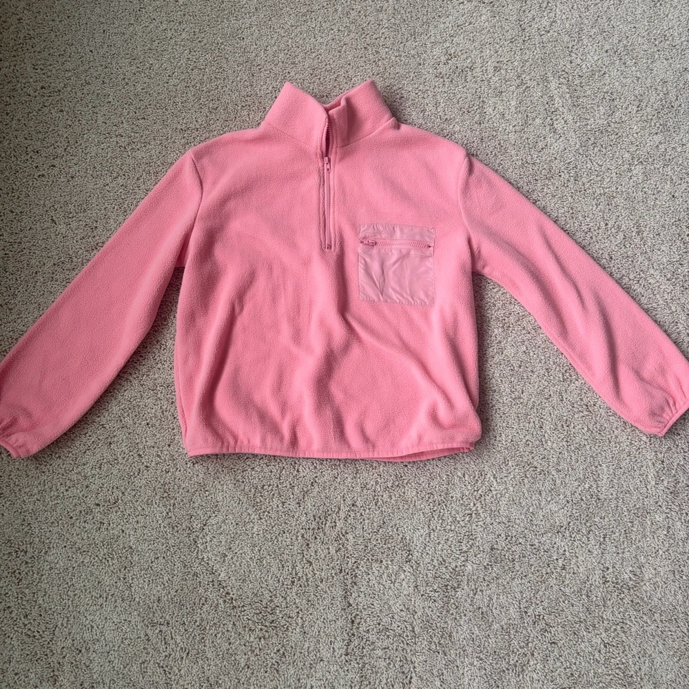 Juniors Pink Fleece Quarter Zip Jacket